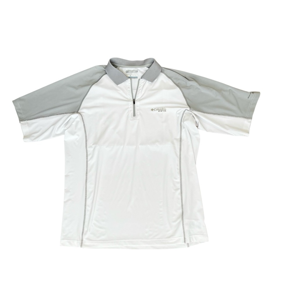 Columbia Men’s Large PFG Omni Freeze White Polo Short Sleeve Shirt Cooling Vents